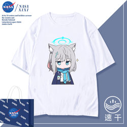 Nasa Blue Archive Anime Collaboration Short Sleeve T-Shirt Men's Summer T-Shirt Blue Archive Sand Wolf Shirako Merchandise Clothing