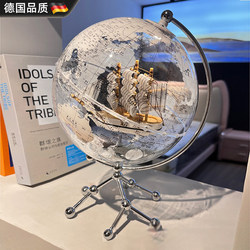 German Sailing Ship Globe Ornament with Lights, Light Luxury, High-End Living Room Tv Cabinet, Office Decoration Gift