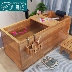 Shucheng Beauty Salon Oak Wooden Bath Tub Adult Household Wooden Bath Tub Solid Wood Bathtub Full Body Bath Tub