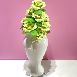 Green Qi—Original Jingdezhen Handmade Ceramic Flower Ornaments, Housewarming Gift for Elders and Graduates on Birthday