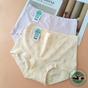 Billion-deared underwear pure cotton high waist large size cotton medium panda rice field plus fat MM without butt plus fat belly pants
