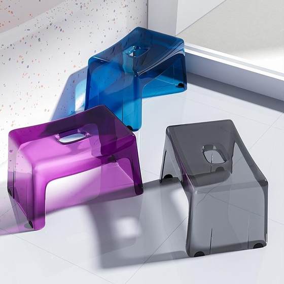 Thick plastic stool Furnishing baby acrylic bench transparent adult dwarf stool children's Japanese -style bathroom stool
