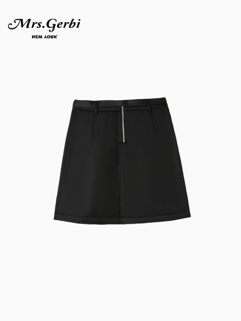 Mrs.Gerbi autumn and winter functional style workwear pocket cotton short skirt for women with belt straight versatile skirt