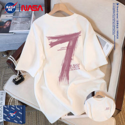 Nasa Co-Branded American High Street Short-Sleeved T-Shirt for Men 2026 New Style Couple Loose White Half-Sleeved Men's Top