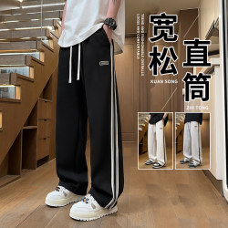 Spring Sports Pants for Boys, Youth Spring and Autumn Style 2026 New Loose Straight-Leg Long Pants, Casual Pants for Middle and High School Students