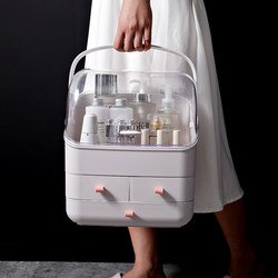 Cosmetics Storage Box Dormitory Desktop Dust-Proof Organizer Dressing Table Skin Care Product Storage Rack with Lid Makeup Box