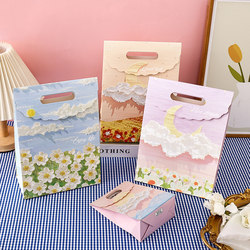 Artistic Tote Bag, Exquisite Holiday Gift Bag, Birthday Bouquet Packaging, Souvenir Paper Bag, Creative Oil Painting Gift Bag