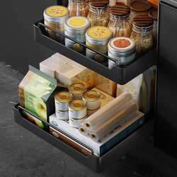 Kitchen cabinet built-in rack under sink kitchen utensils, tableware, bowls and cups storage rack stainless steel pull basket seasoning bottle storage rack