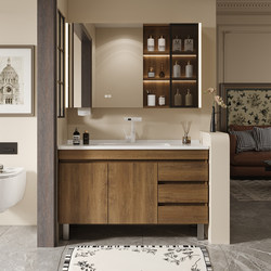 Dongpeng Ceramic Integrated Basin Bathroom Cabinet Set, Vintage-Style Bathroom Floor-Standing Washbasin Cabinet