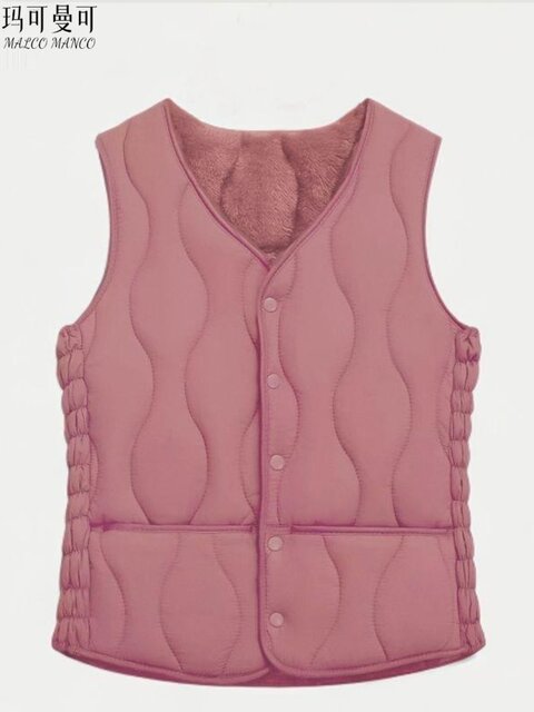 NO1dara middle-aged and elderly women's vest in autumn and winter down cotton plus velvet warmth thickened slim women's vest cotton jacket