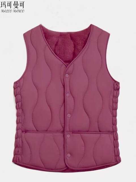 NO1dara middle-aged and elderly women's vest in autumn and winter down cotton plus velvet warmth thickened slim women's vest cotton jacket