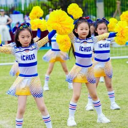 Children's Cheerleading Costumes, Middle School Aerobics, Female Gymnastics Competition, Team Male Cheerleading Dance Costumes