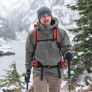 
Autumn and winter gray shell men's warm wool cotton jacket outdoor lightweight merino wool warm hooded long sleeve jacket