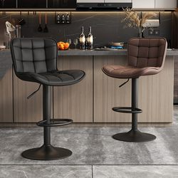 Bar Stool with Adjustable Height, Bar Chair for Home Use, Light Luxury and High-End Feel, Front Desk Bar Chair, Commercial Swivel Bar Stool