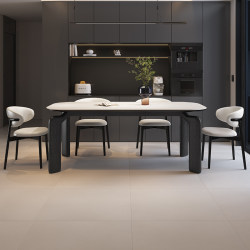 Solid wood small apartment Italian minimalist white slate rectangular dining table and chair combination home modern simple dining table