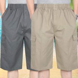 Middle -aged and elderly men in summer Dad's suit shorts high -waist loose panty pants men's casual trousers