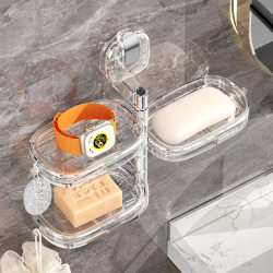 Suction cup rotating soap box wall-mounted punch-free bathroom soap box storage rack bathroom household drain storage