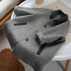 Customized high -end Australian Mao double -sided cashmere coat, foreign boy girl, children's hair woolen jacket, autumn and winter, mid -length tide
