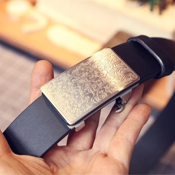 
Pure handmade men's belt, real k leather merchant casual belt, men's 2024 new toothless automatic button leather pants waist