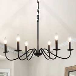 Cross-border Amazon American retro chandelier American countryside 6-head 8-head branch black golden candle chandelier