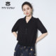 Ma Tiannu 2025 summer new black short-sleeved shirt temperament knitted chiffon shirt women's short top versatile