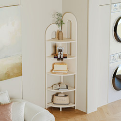 Lusong French-Style Living Room Wrought Iron Corner Bookshelf Against the Wall, Floor-Standing Storage Rack, Triangular Vertical Corner Bookcase