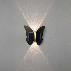 Outdoor Solar Wall Lamp Butterfly Wall Washer Simple Modern Stair Aisle Wall Lamp Courtyard Balcony Lamp