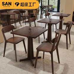 American retro cafe table and chair combination commercial western restaurant solid wood dining table and chairs dessert bakery shop table and chairs