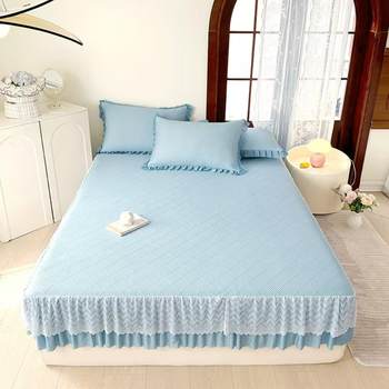 
Category A maternal and infant grade ice silk mat three-piece set bed skirt and fitted sheet washable machine washable air-conditioned mat 2025 summer style