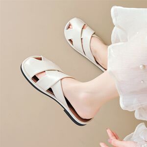 
New Baotou Half Slippers Women's Outerwear Fashionable Lazy Sandals 2026 Summer New Muller Shoes Large Size Women's Shoes 4