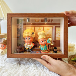 Star Man Blind Box Storage Display Box 3D Photo Frame Bubble Mart Figure DIY Scene with Lights Dustproof Ornament