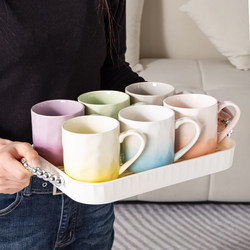 Gradient Mug, Simple Cream Style Breakfast Cup, High-Value Ceramic Cup Set, Household Drinking Cup, Couple Cup