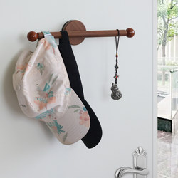 Walnut hanging rod behind the door, strong magnetic hook, hat, scarf, bag, hair tie, hair band, wall hanging rack