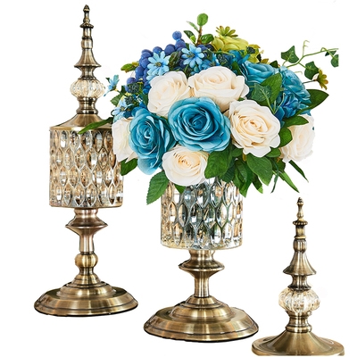Speedy American F-style home crystal n glass vase two-piece set European-style living room dining table vase storage jar decorative place