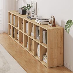 Solid Wood Color Grid Cabinet Bookshelf for Home Use, Thickened Children's Bookshelf, Floor-Standing Storage Cabinet, Living Room Low Cabinet