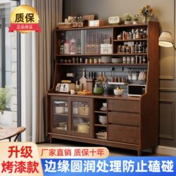 Black Walnut Living Room Wine Cabinet Against the Wall, Integrated Cabinet with Antique Style Solid Wood Storage, Coffee Cabinet, Sideboard