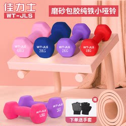 Jialishi Solid Pure Iron Dumbbells, Compact Matte Hexagonal Rubber-Coated, Suitable for Women's Fitness at Home, High Energy Feel