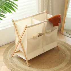 Japanese-Style Dirty Laundry Basket, Fabric Foldable Storage Basket, Double-Row Basket for Bathroom and Bedroom, Storage Bin for Dirty Clothes