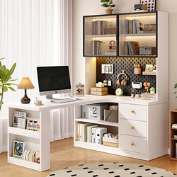 Corner Desk with Bookshelf Integrated Student Home Writing Desk Bedroom Study Desk 2026 New Model with Bookcase Computer Desk