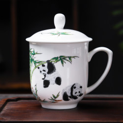 Ceramic Tea Cup Jingdezhen Bone China Household Tea Cup with Lid Personal Conference Room Hospitality Office Water Cup