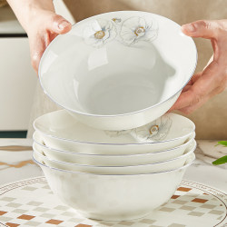 Jingdezhen Tuobai Ceramic Large Soup Bowl for Home Use 2026 New Model Microwaveable Ceramic Tableware Large Capacity Soup Bowl