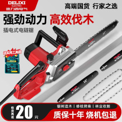 Delixi Electric Chainsaw for Home Use 220V Small Handheld Plug-In Electric Chain Saw for Wood Cutting Outdoor Tree Cutting Tool