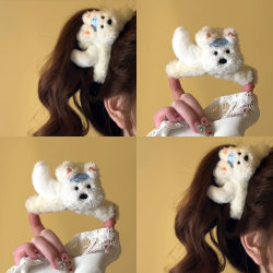 Cartoon West Highland Plush Hair Clip, Cute Puppy Hair Clip for the Back of the Head, High-End Hair Clip, Large Shark Clip Hair Accessory