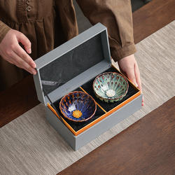 Jingdezhen Jianshan Kiln Gold-Embellished Tea Cup Set, Single Cup Ceramic Kung Fu Tea Cup, Gift-Ready