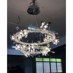 Villa living room lamp light luxury art circle flower branch crystal chandelier restaurant private room lamp dining room model room lamp