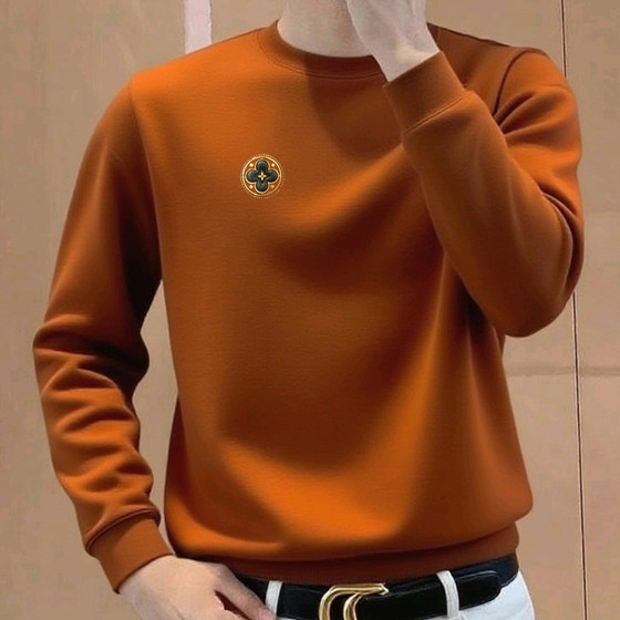 
jermyn stars autumn and winter long-sleeved business casual men's sweatshirt round neck T-shirt mercerized lacele cotton top