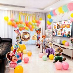 Zootopia Themed Birthday Scene Decoration for Boys and Girls First Birthday Party Balloon Backdrop Props
