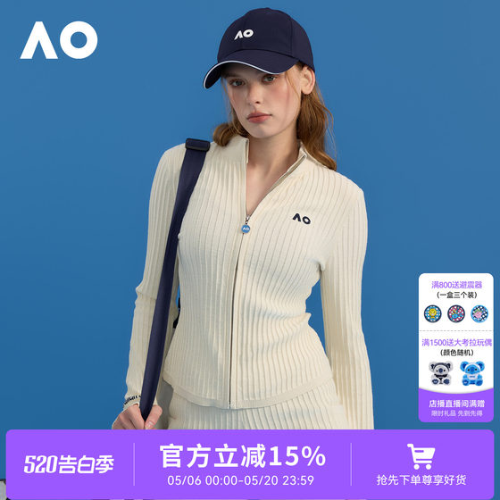 
[Celebrity Same Style] AO Australian Open Sportswear Sports Jacket Knitted Stand Collar Zipper Cardigan Spring New Tennis