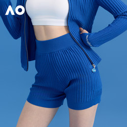 Ao Australian Open Crochet Vertical Stripe Knit Sports Tennis Running Fitness Yoga Shorts for Women Summer Outerwear 2025 New Style
