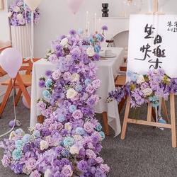 Waterfall table flower purple birthday arrangement set floral banquet hotel table decoration artificial flower waterfall flower